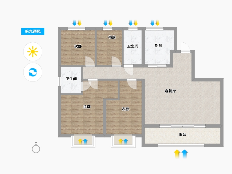 浙江省-杭州市-晶晖里-111.20-户型库-采光通风