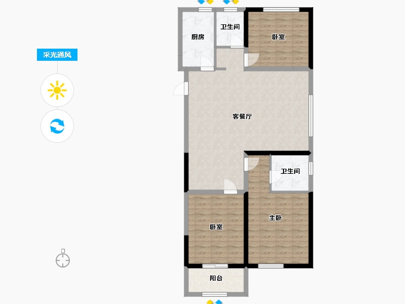 山东省-菏泽市-北方明珠-106.40-户型库-采光通风