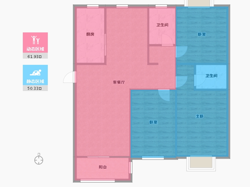 江苏省-盐城市-神州河畔小区-107.20-户型库-动静分区