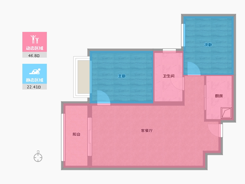 陕西省-西安市-南长安街壹号DK4-66.40-户型库-动静分区