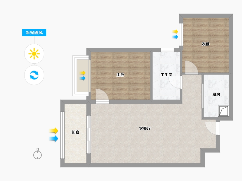 陕西省-西安市-南长安街壹号DK4-66.40-户型库-采光通风