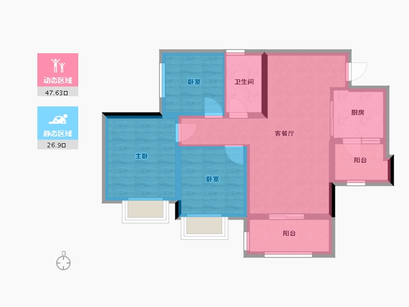 四川省-内江市-邦泰天悦城-64.80-户型库-动静分区