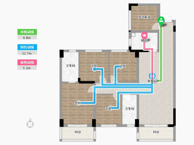 海南省-万宁市-万润名苑-135.00-户型库-动静线