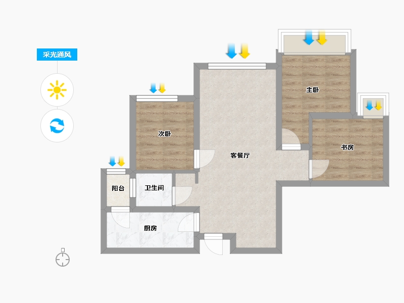 四川省-成都市-汇融广场-B区-65.21-户型库-采光通风