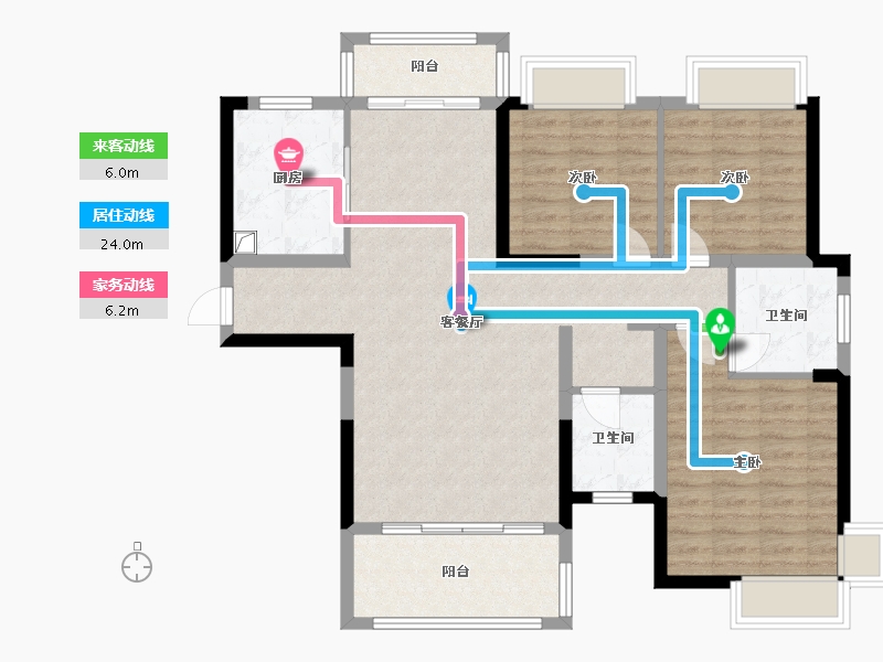 湖南省-株洲市-华晨格林水岸-101.60-户型库-动静线