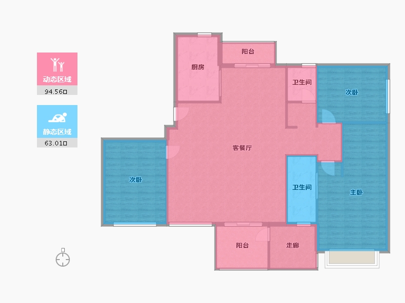 陕西省-宝鸡市-蟠龙观山堂-144.80-户型库-动静分区