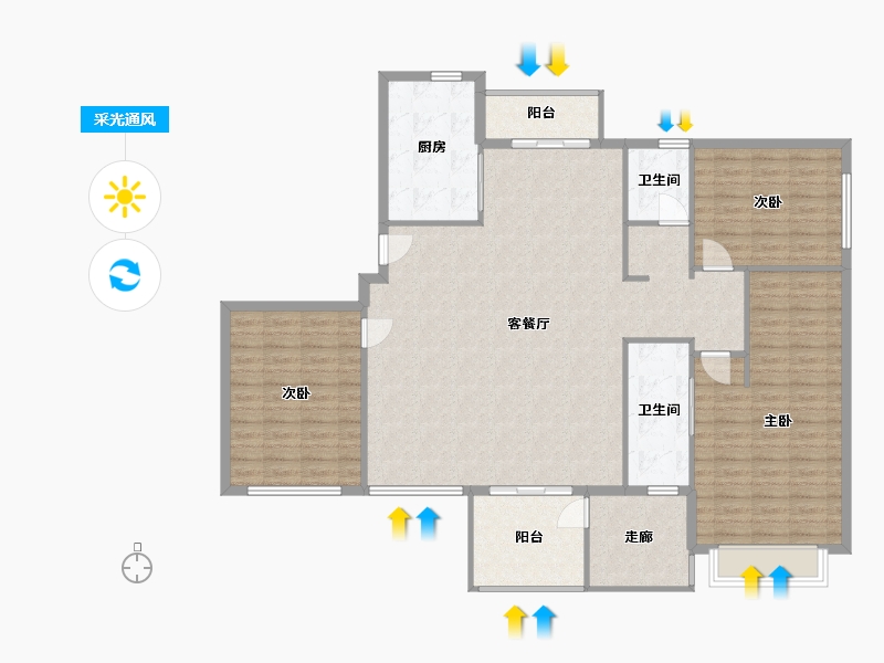 陕西省-宝鸡市-蟠龙观山堂-144.80-户型库-采光通风