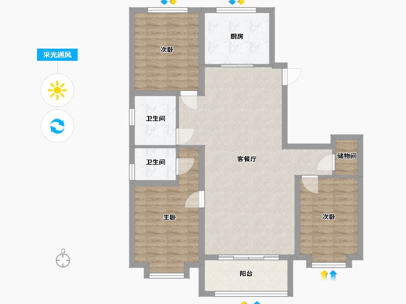 河北省-邢台市-瀚业紫御澜湾-110.15-户型库-采光通风