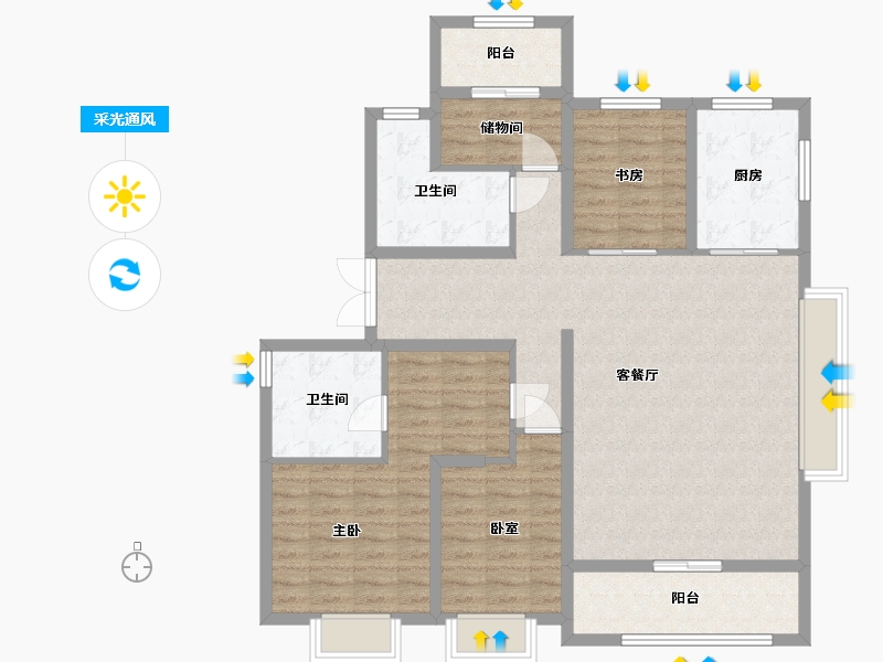 陕西省-西安市-金地清峯上-129.50-户型库-采光通风