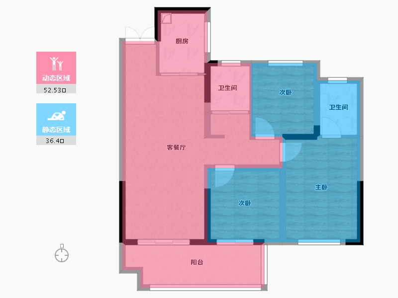 河南省-开封市-永威·梅隆樾-78.92-户型库-动静分区