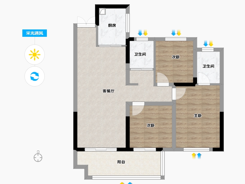 河南省-开封市-永威·梅隆樾-78.92-户型库-采光通风