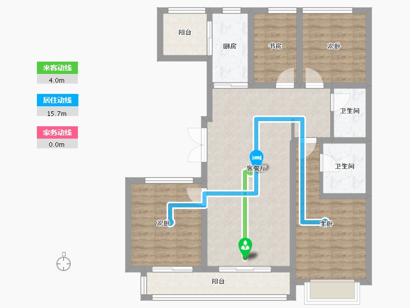 陕西省-咸阳市-青海省咸阳干休所-104.00-户型库-动静线