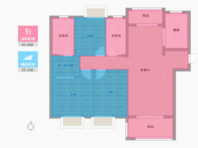 湖北省-武汉市-武汉城建融创锦上公馆-88.00-户型库-动静分区