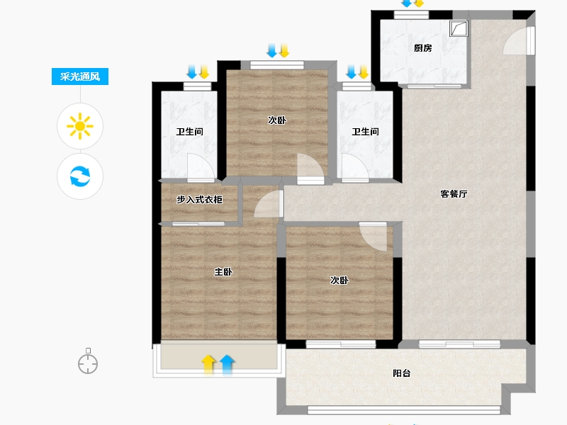 山东省-威海市-中南漫悦湾-92.00-户型库-采光通风