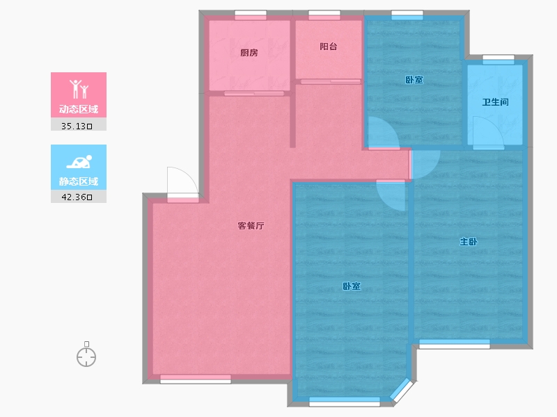 浙江省-杭州市-临江花园-91.31-户型库-动静分区