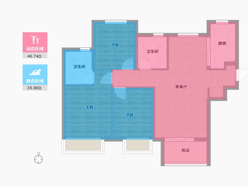 河南省-郑州市-和昌盛世城邦玥园-74.43-户型库-动静分区