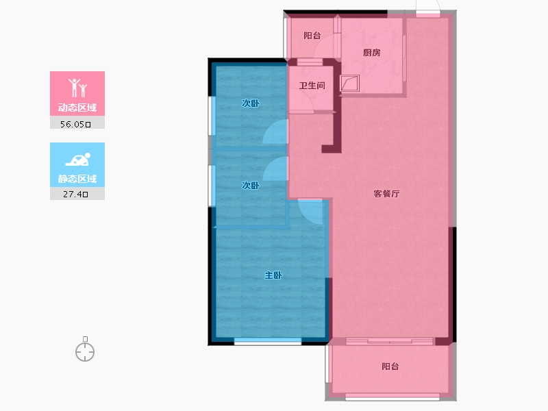 湖南省-长沙市-长房明宸府-74.40-户型库-动静分区