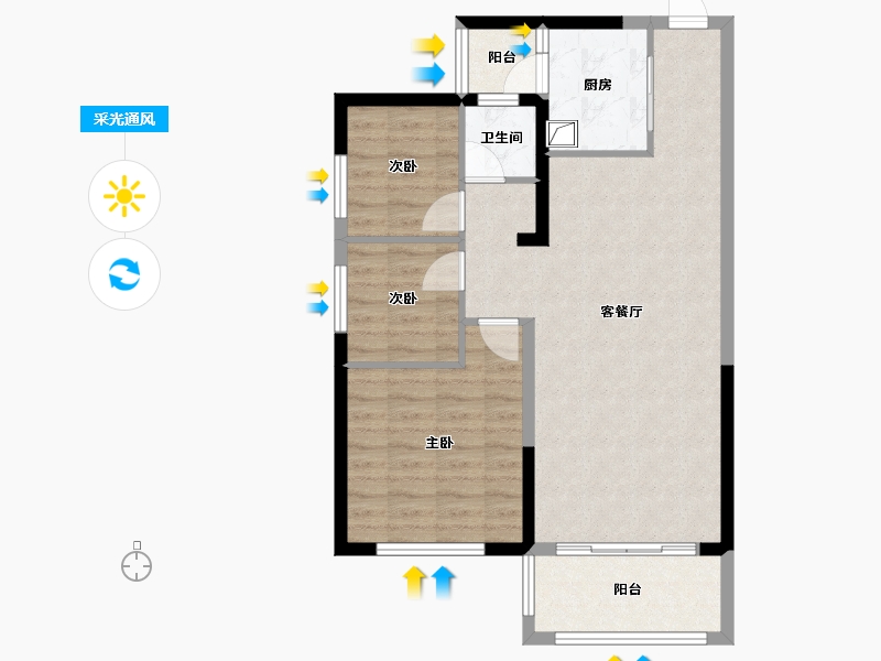 湖南省-长沙市-长房明宸府-74.40-户型库-采光通风