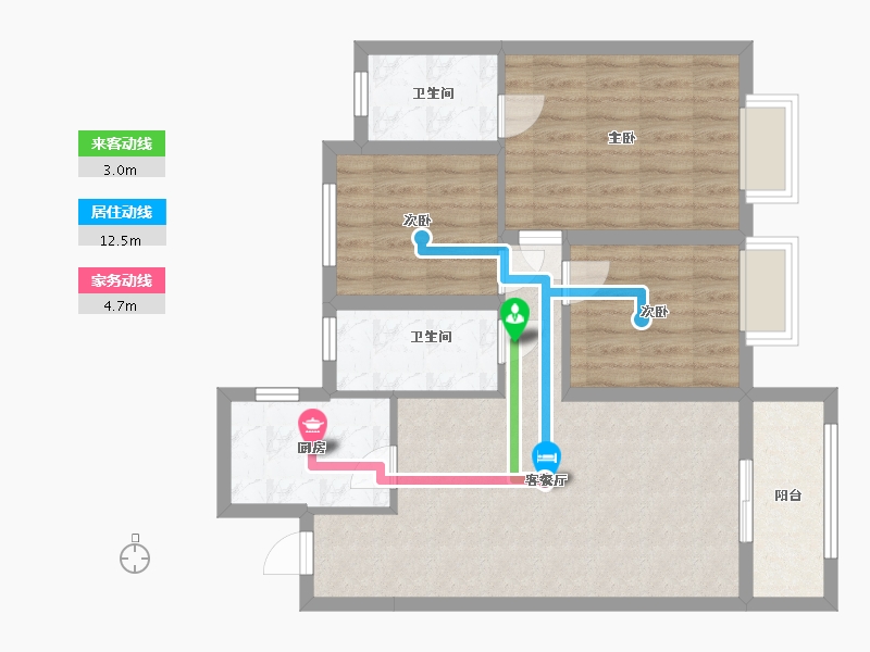 山西省-长治市-汉唐苑-86.58-户型库-动静线