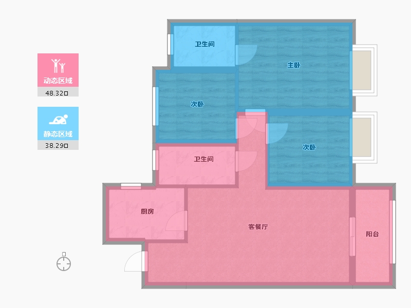 山西省-长治市-汉唐苑-86.58-户型库-动静分区