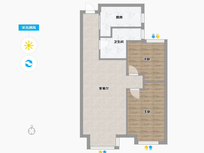 天津-天津市-富力又一城-合祥园-71.20-户型库-采光通风