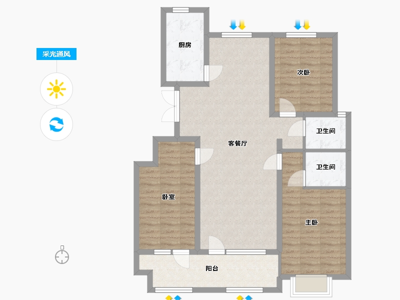 山东省-潍坊市-恒信弥水春风-115.00-户型库-采光通风