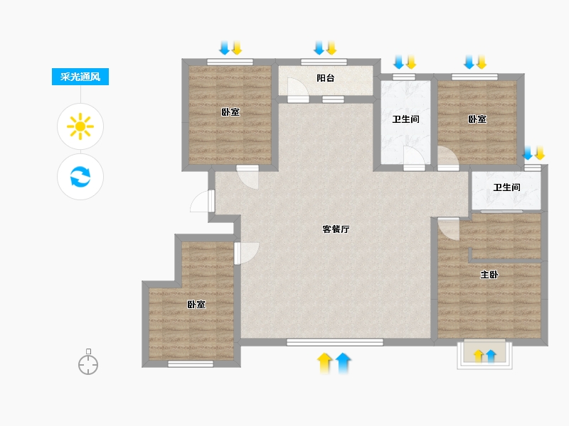 内蒙古自治区-锡林郭勒盟-京樾城小区-140.00-户型库-采光通风