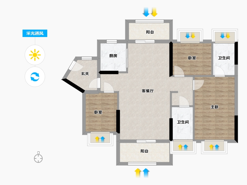 广东省-阳江市-国鼎天悦半岛花园-81.60-户型库-采光通风