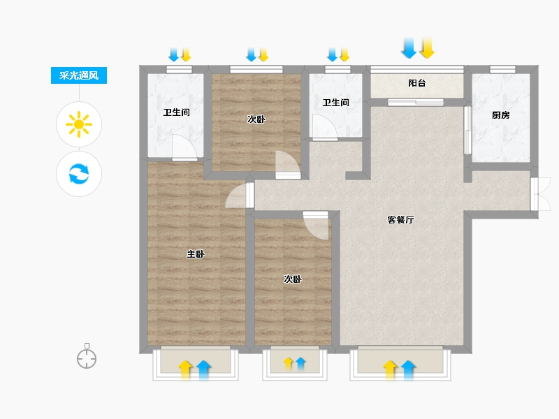 新疆维吾尔自治区-乌鲁木齐市-昱龙尚品-104.00-户型库-采光通风