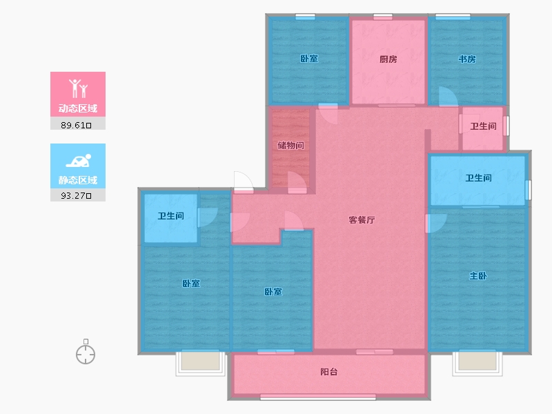 浙江省-宁波市-明湖悦府-166.40-户型库-动静分区