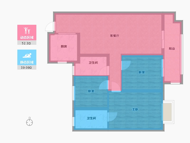 湖北省-襄阳市-世茂云锦-86.60-户型库-动静分区