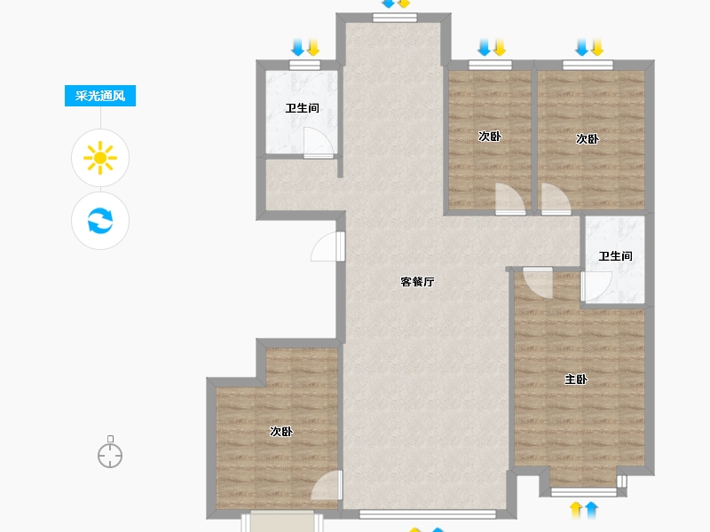 内蒙古自治区-呼和浩特市-城发绿园-四期-113.36-户型库-采光通风