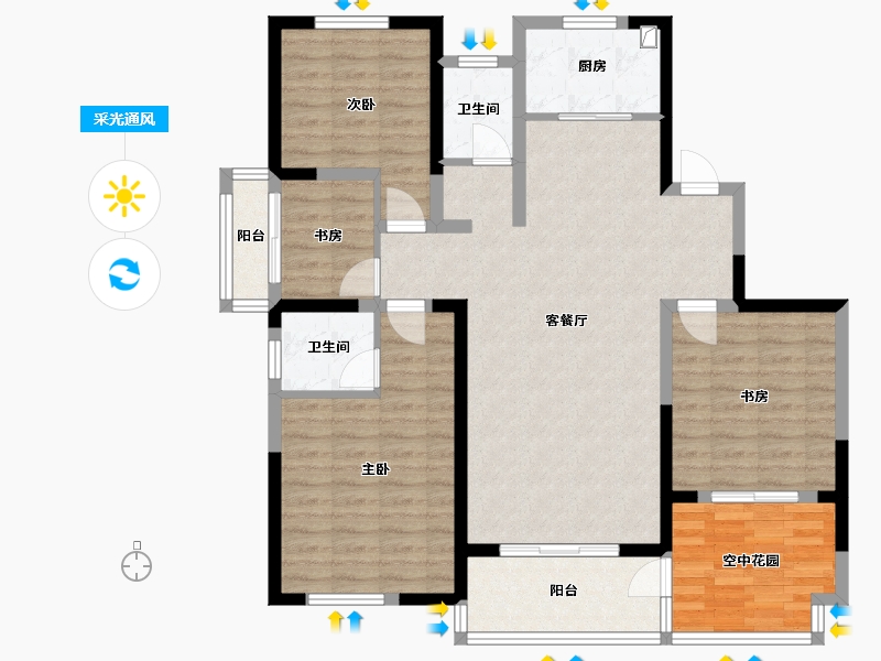 山东省-临沂市-水岸名城-142.00-户型库-采光通风