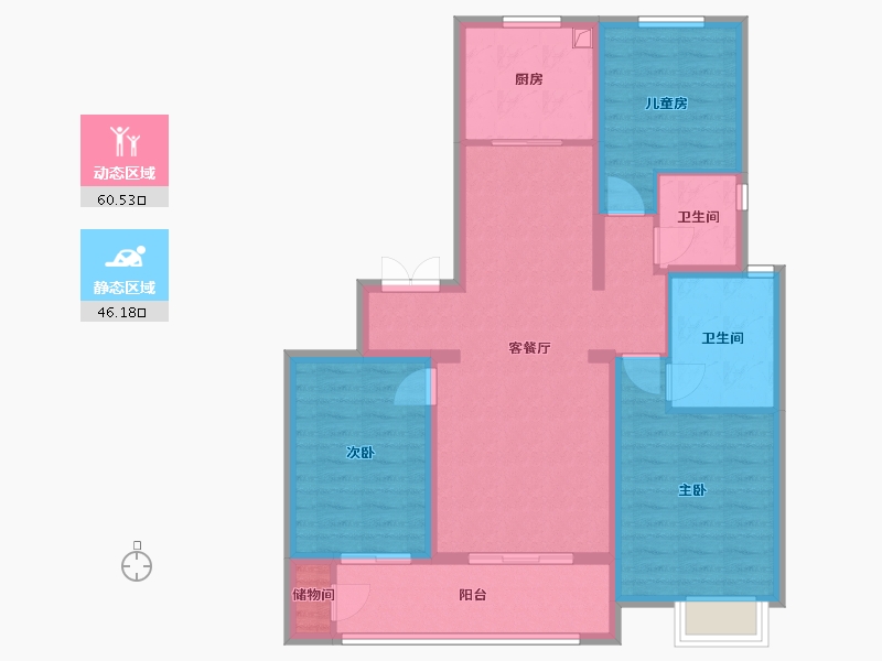 山西省-晋中市-保利时光印象-114.40-户型库-动静分区