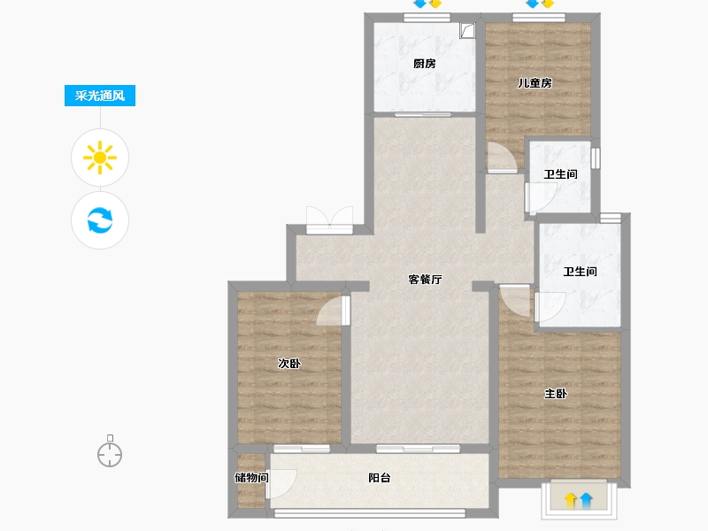 山西省-晋中市-保利时光印象-114.40-户型库-采光通风