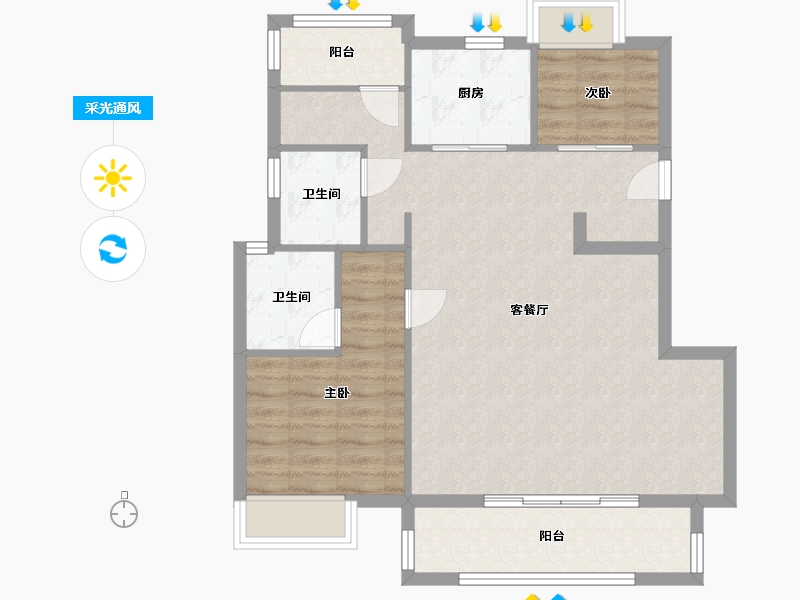 安徽省-合肥市-龙湖春江紫宸-93.00-户型库-采光通风