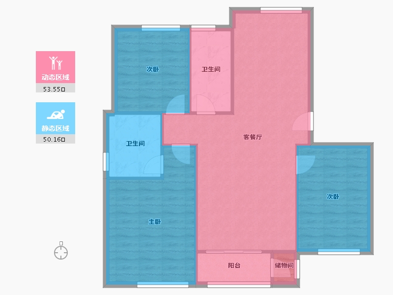 辽宁省-大连市-钻石湾-92.90-户型库-动静分区