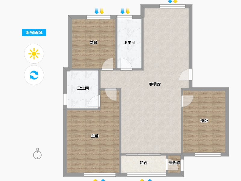 辽宁省-大连市-钻石湾-92.90-户型库-采光通风