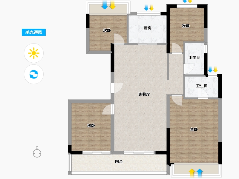 江苏省-南京市-宋都柏悦府-104.00-户型库-采光通风