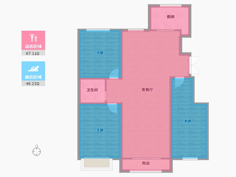 宁夏回族自治区-银川市-众一家园-102.40-户型库-动静分区