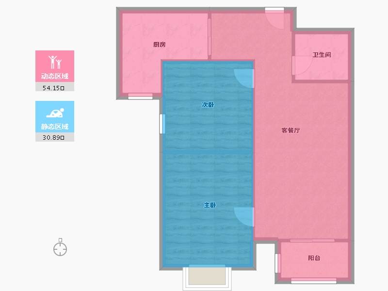 内蒙古自治区-呼和浩特市-呼铁佳园-A区-80.00-户型库-动静分区