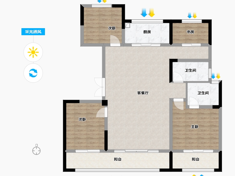 山东省-济宁市-济宁宸悦府-125.00-户型库-采光通风