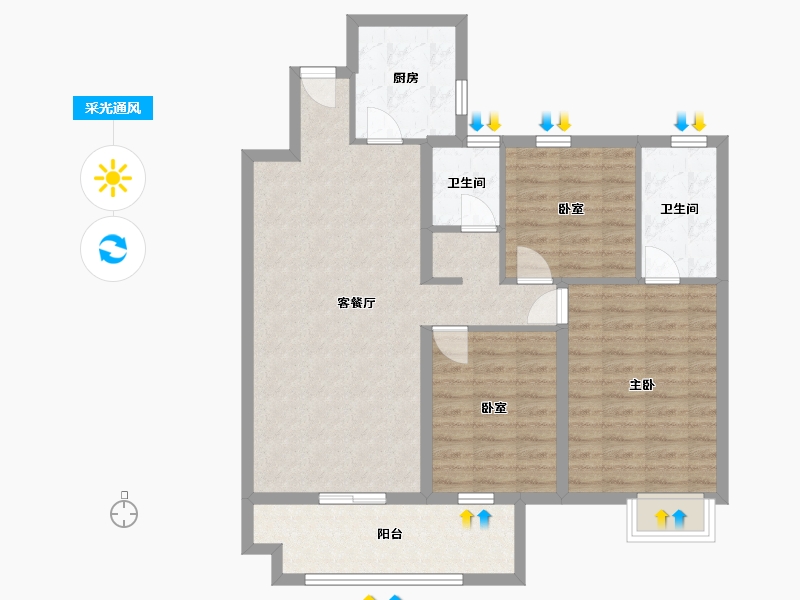 云南省-昭通市-凤凰香榭-96.00-户型库-采光通风