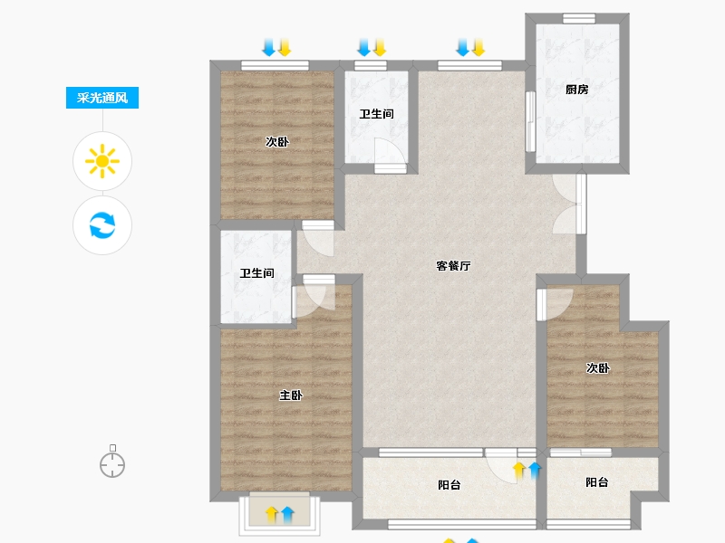 山东省-潍坊市-恒信弥水春风-104.01-户型库-采光通风