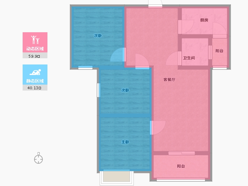 河南省-驻马店市-公园学府-88.80-户型库-动静分区