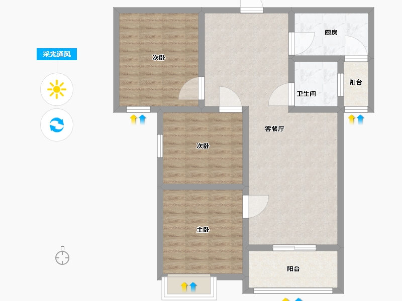 河南省-驻马店市-公园学府-88.80-户型库-采光通风