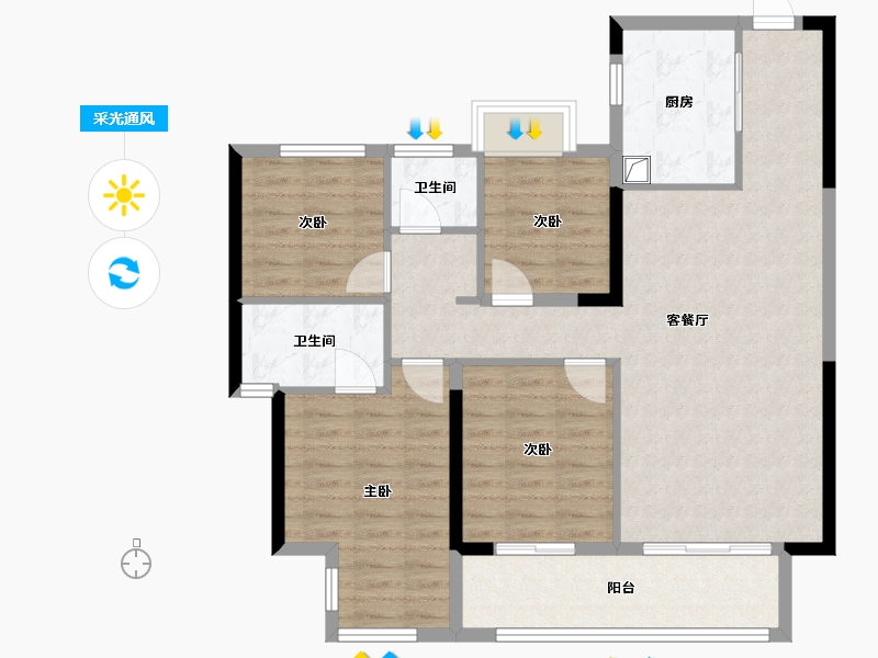 福建省-泉州市-官桥建发和玺-96.30-户型库-采光通风