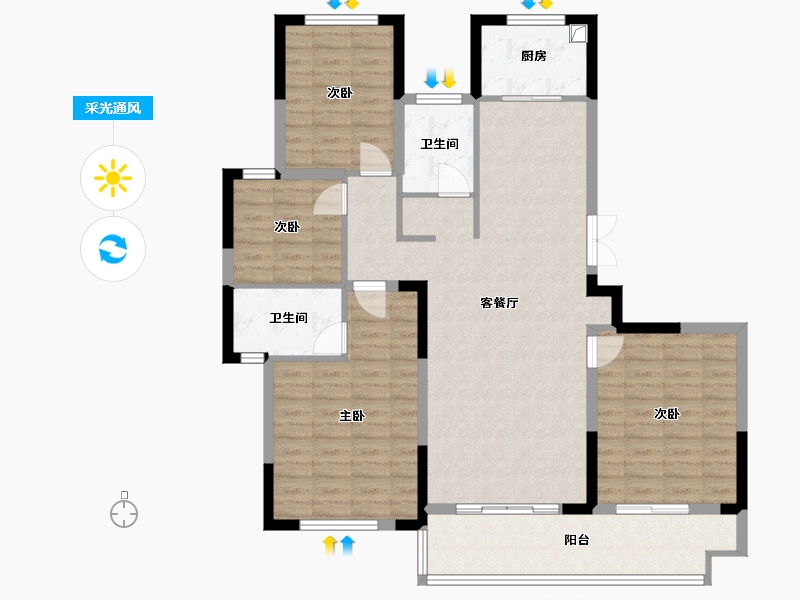 浙江省-杭州市-万合君汇嘉苑-140.00-户型库-采光通风