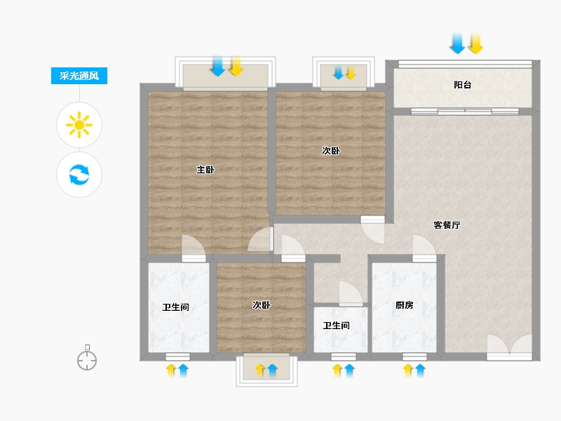 四川省-攀枝花市-仁和镇安庄安置房-99.36-户型库-采光通风