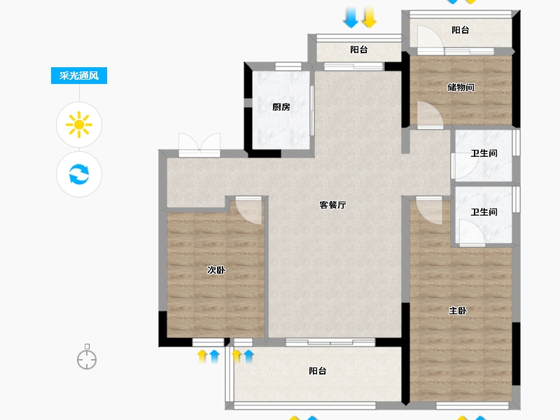 河南省-南阳市-淮源悦府-94.40-户型库-采光通风